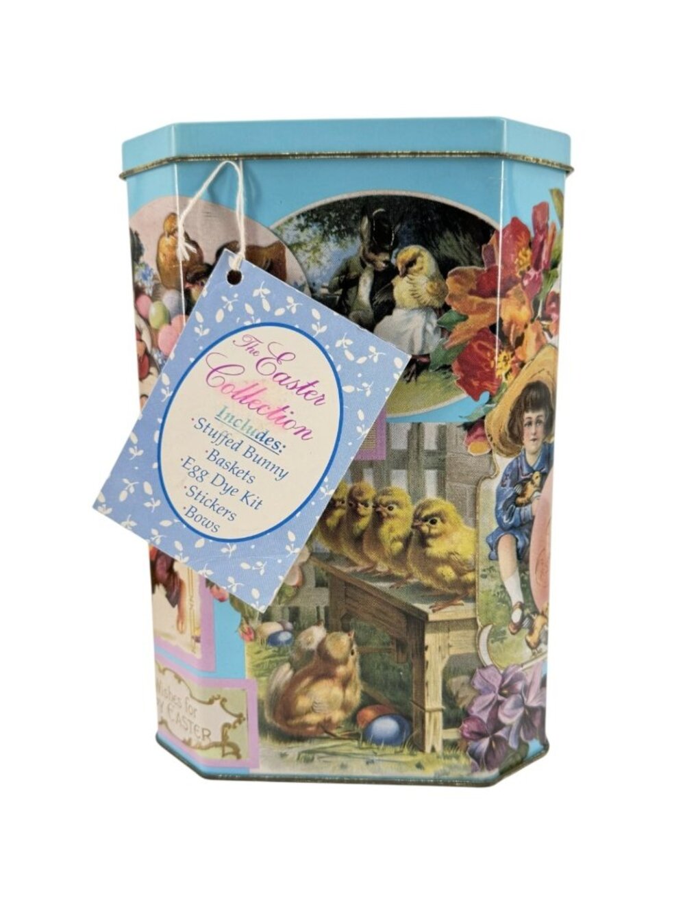 Dudley's Easter Collection Egg Set Tin Box Happy Easter Bunny Basket Dye Kit Vtg